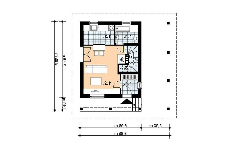 Projekt domu z bala L-12 BAL - 