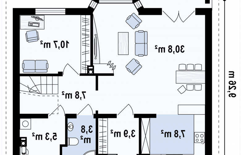 Projekt domu jednorodzinnego Z40 - rzut parteru