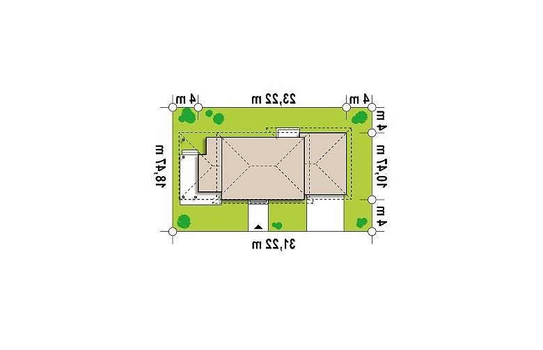 Projekt domu nowoczesnego Z74 - Usytuowanie - wersja lustrzana