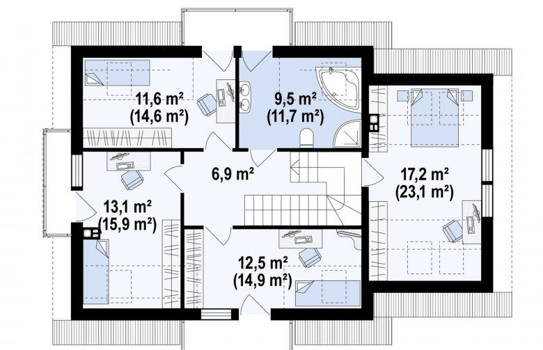 Projekt domu z poddaszem Z263 - rzut poddasza