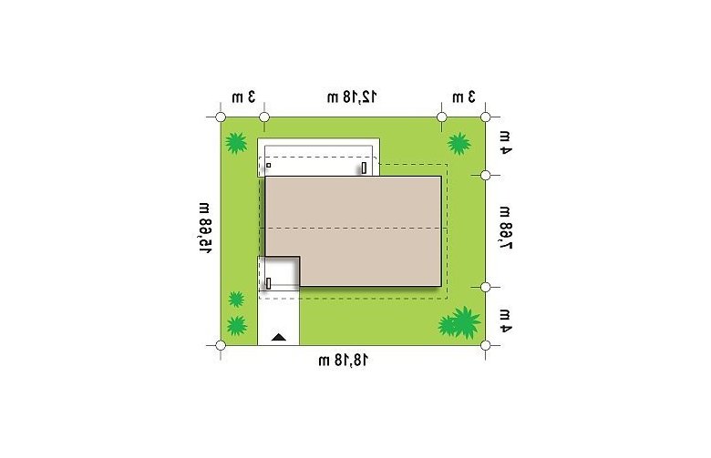 Projekt domu parterowego Z87 - Usytuowanie - wersja lustrzana