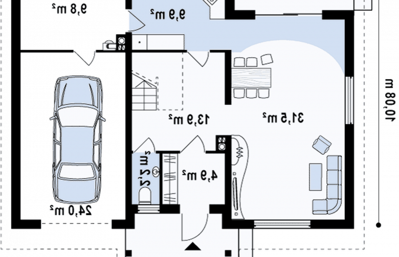 Projekt domu parterowego Z88 - rzut parteru