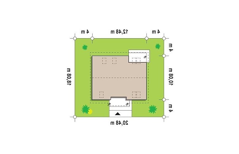 Projekt domu parterowego Z88 - Usytuowanie - wersja lustrzana