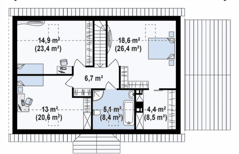 Projekt domu jednorodzinnego Z8 GP 40 - rzut poddasza