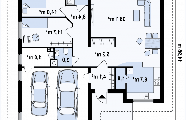 Projekt domu parterowego Z94 - rzut parteru