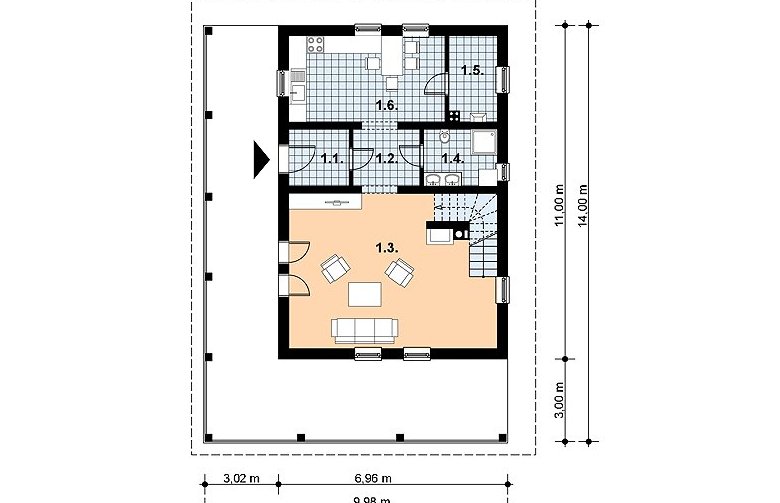 Projekt domu z bala L-57 BAL - 