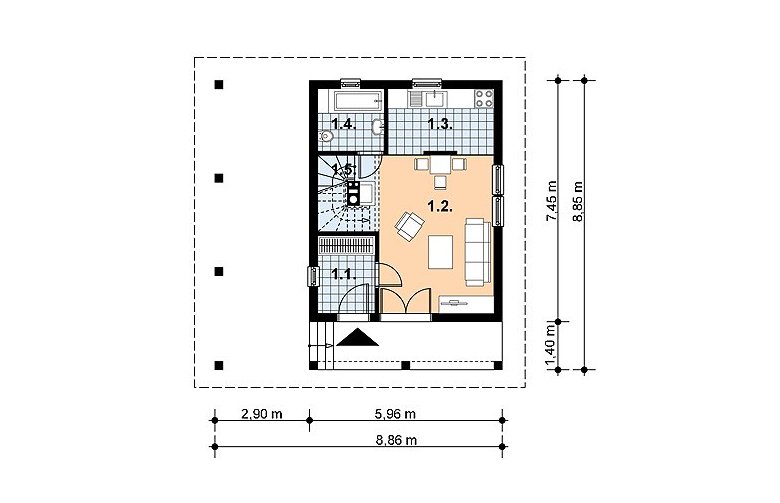 Projekt domu z bala L-43 BAL - 