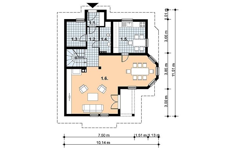 Projekt domu z bala L-41 (drewniany) - 