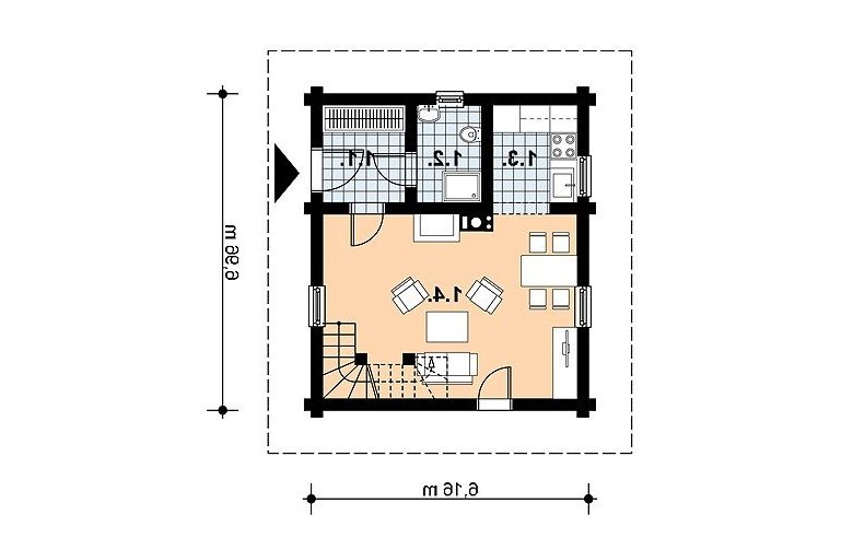 Projekt domu z bala L-38 (drewniany) - 