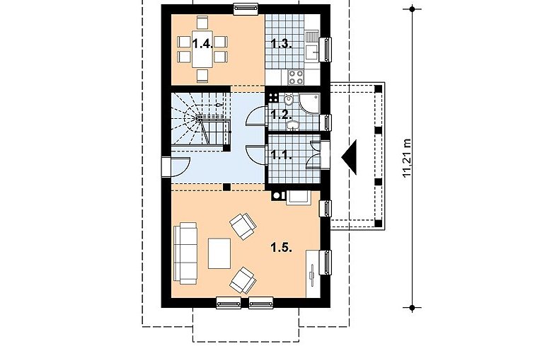 Projekt domu z bala L-35 (drewniany) - 