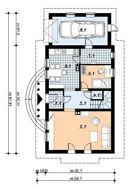 Rzut projektu L-34 (drewniany) - wersja lustrzana