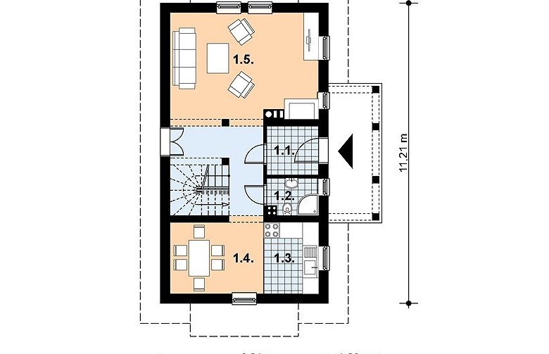 Projekt domu z bala L-30 (drewniany) - 