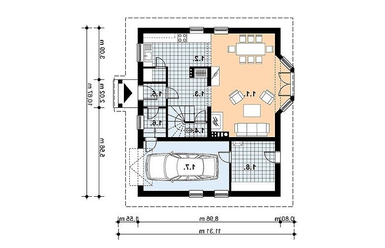 Projekt domu z bala L-17 (drewniany) - 