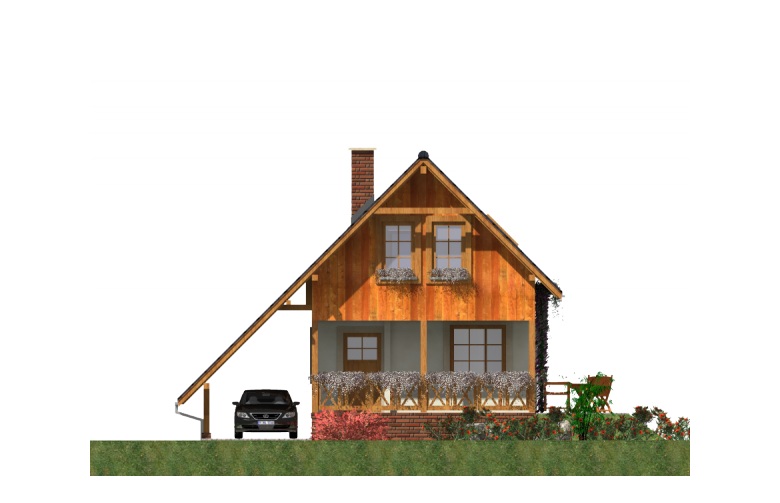 Projekt domu z bala L-12 (drewniany) - elewacja 1