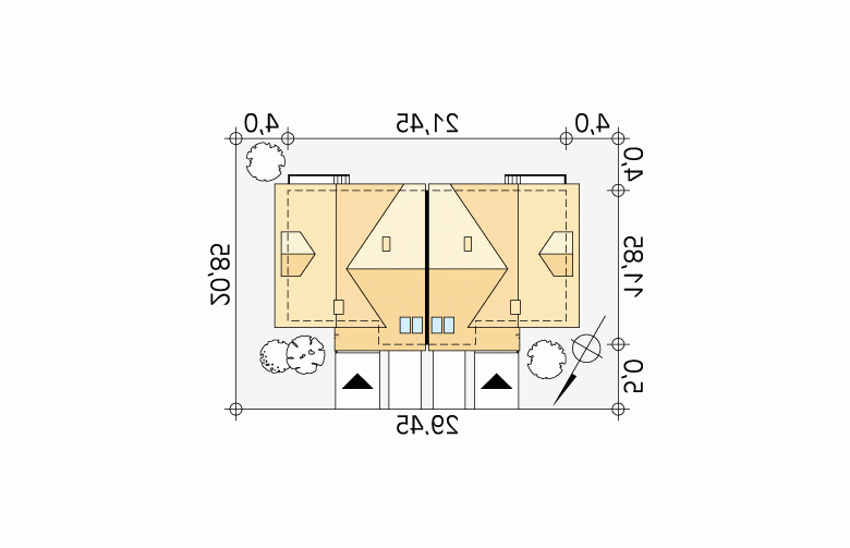 Projekt domu bliźniaczego Duet 2 - Usytuowanie - wersja lustrzana