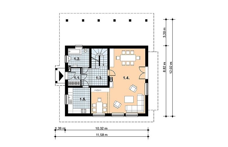 Projekt domu jednorodzinnego L-33 - 