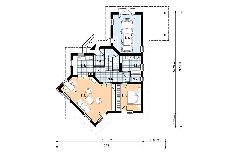 Projekt domu jednorodzinnego L-48 - 