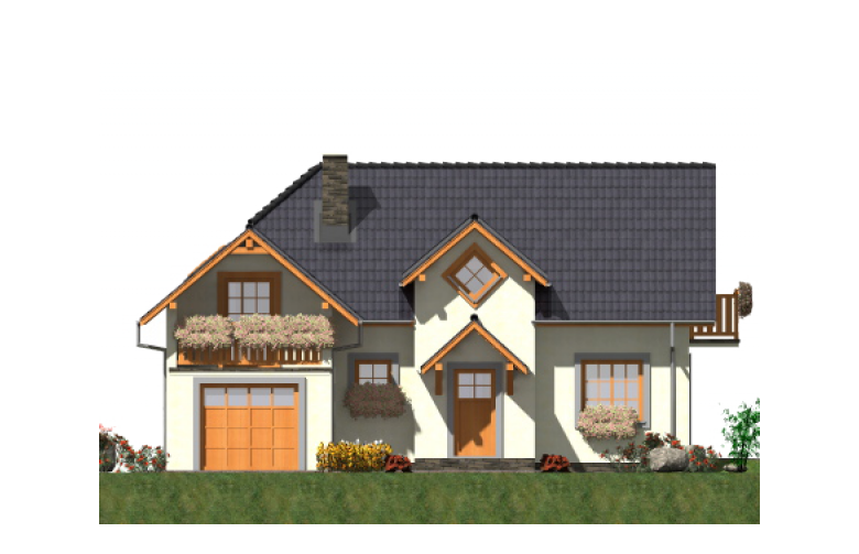 Projekt domu jednorodzinnego L-49 - elewacja 1