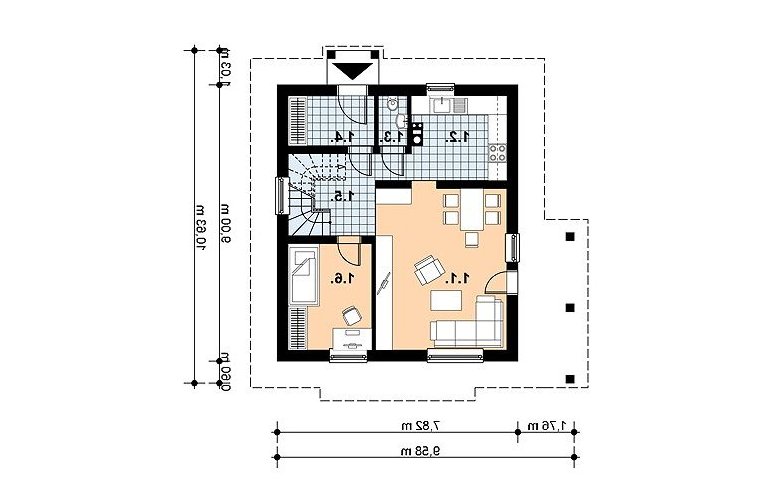 Projekt domu jednorodzinnego L-52 - 