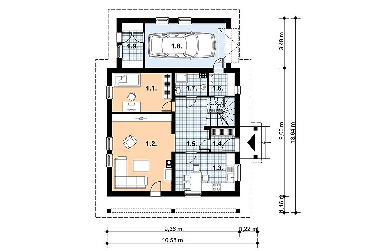 Projekt domu jednorodzinnego L-53 - 