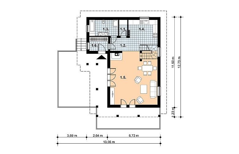 Projekt domu jednorodzinnego L-54 - 