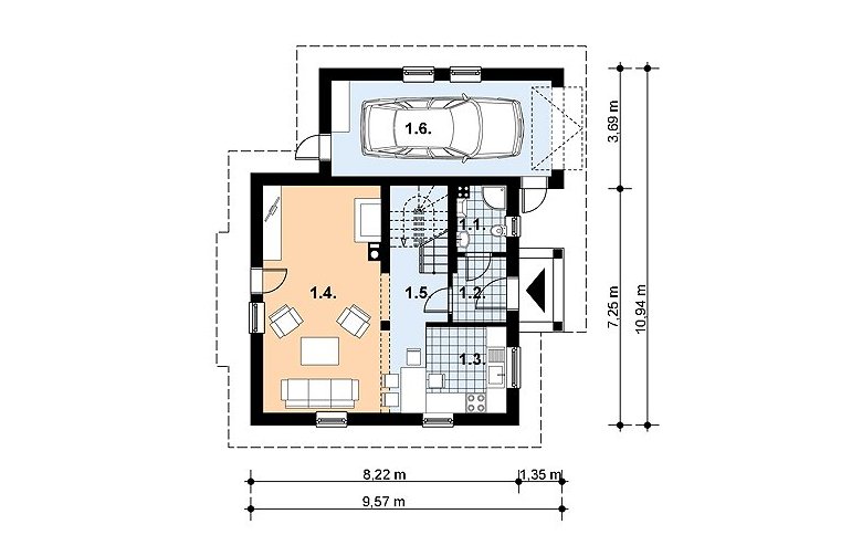 Projekt domu jednorodzinnego L-55 - 