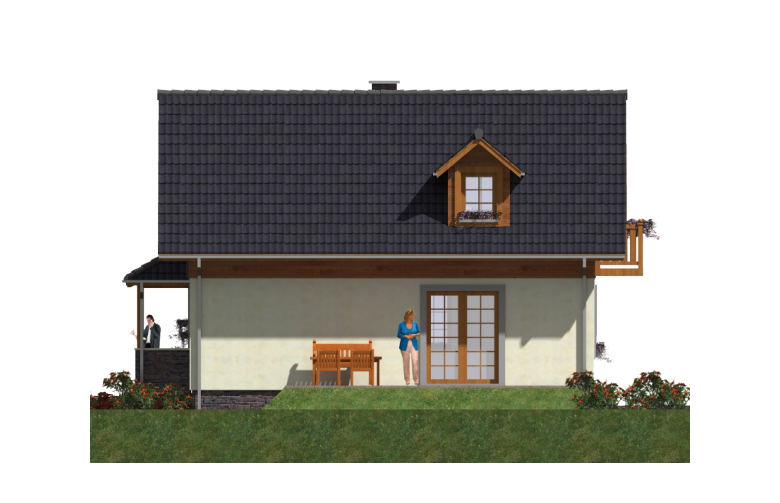 Projekt domu jednorodzinnego L-61 - elewacja 4