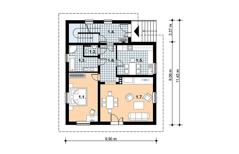 Projekt domu jednorodzinnego L-62 - 