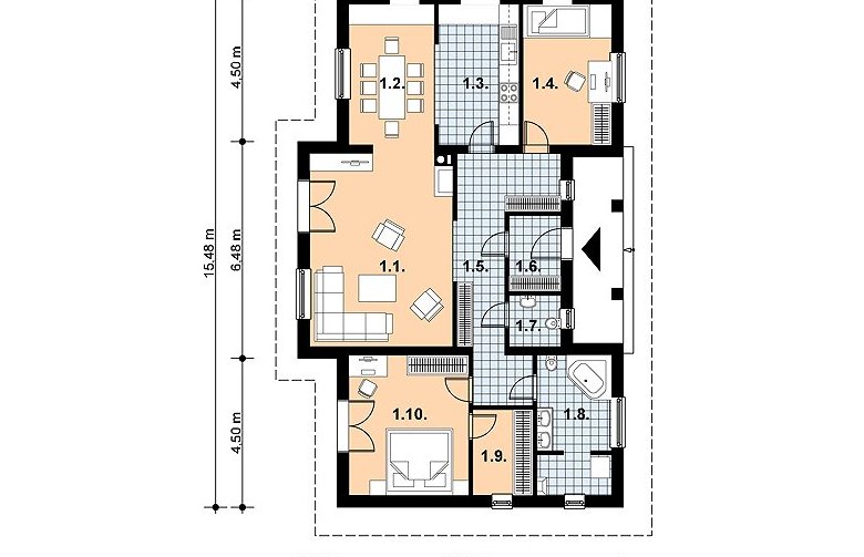 Projekt domu jednorodzinnego L-65 - 