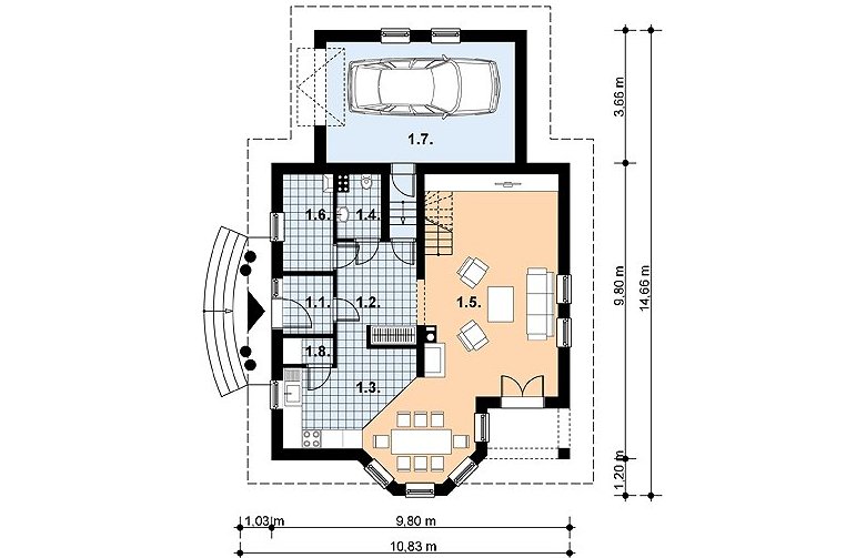 Projekt domu jednorodzinnego L-67 - 