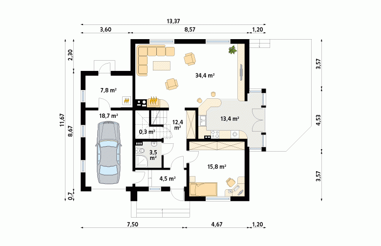 Projekt domu parterowego Boguśka dr-S - 