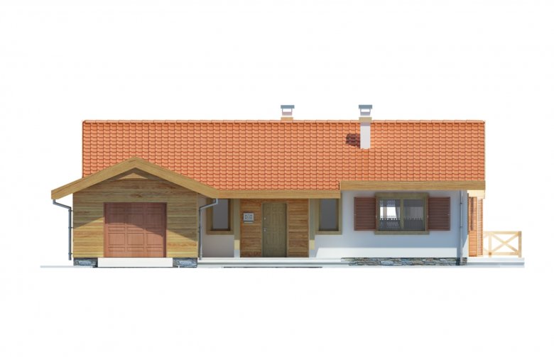 Projekt domu dwurodzinnego Anulka z garażem z przodu - elewacja 2