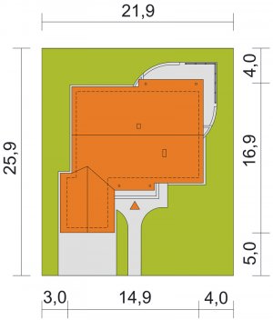 Usytuowanie budynku Anulka z garażem z przodu