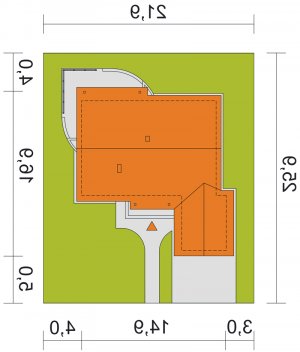 Usytuowanie budynku Anulka z garażem z przodu w wersji lustrzanej