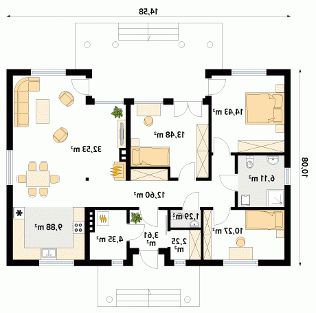 Rzut projektu Borówka 6 dr-s - wersja lustrzana