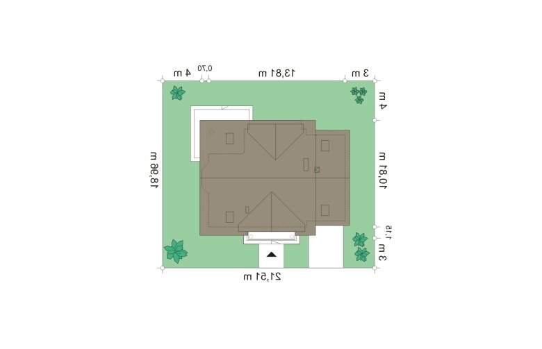 Projekt domu parterowego Julka 4 (104) - Usytuowanie - wersja lustrzana