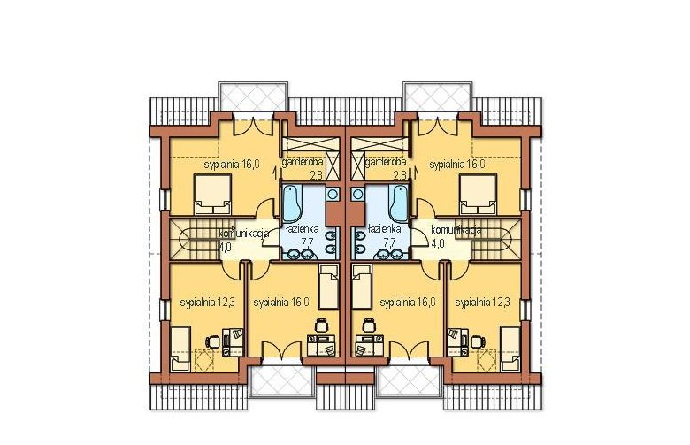 Projekt domu bliźniaczego Malwina bl - rzut poddasza