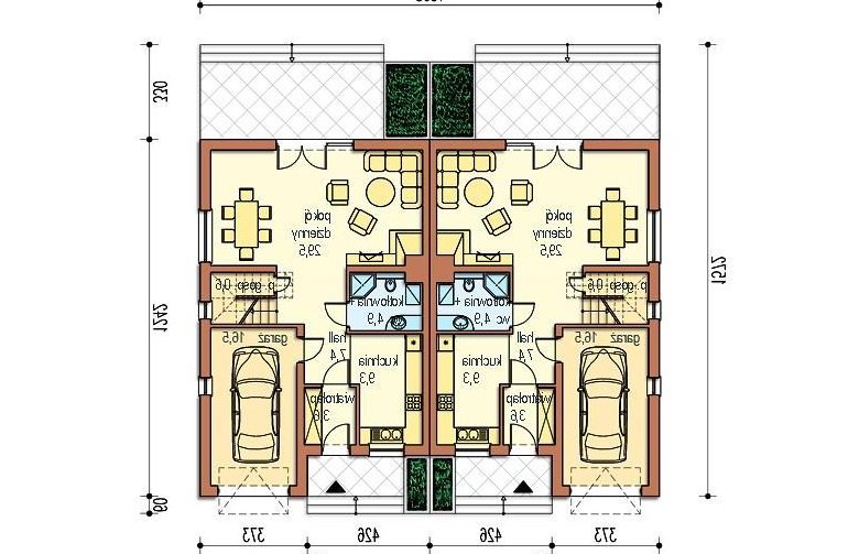 Projekt domu bliźniaczego Malwina bl - rzut parteru