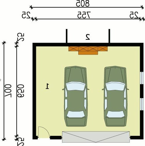 PRZYZIEMIE G79 garaż dwustanowiskowy - wersja lustrzana