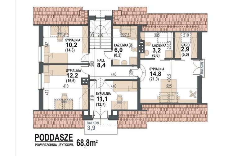 Projekt domu jednorodzinnego Koralgol II 2G - rzut poddasza