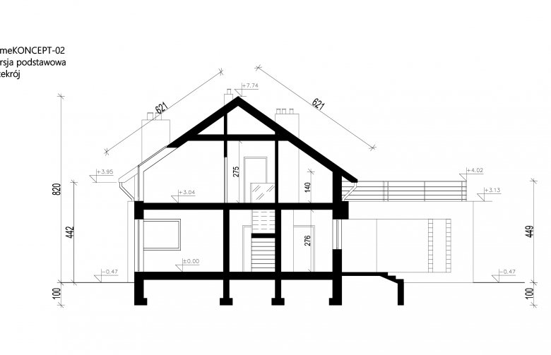 Projekt domu z poddaszem HomeKoncept 2 - przekrój 1