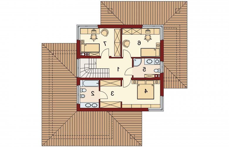 Projekt domu z poddaszem Aslan 2 - rzut piętra