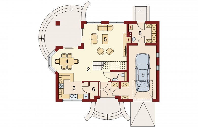 Projekt domu jednorodzinnego Aureliusz - rzut parteru