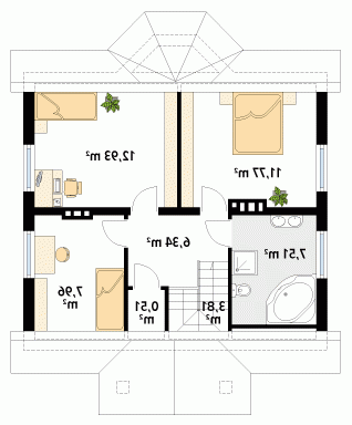 Rzut projektu Echo 3 - wersja lustrzana