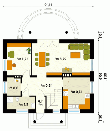 Rzut projektu Eko - wersja lustrzana