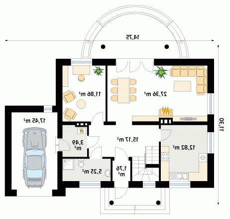 Rzut projektu Eko 2 - wersja lustrzana