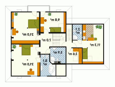 Rzut projektu Feria dr-B - wersja lustrzana