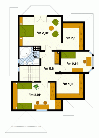 Rzut projektu Forte 2 - wersja lustrzana