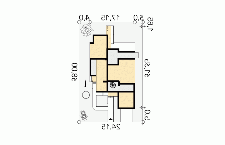 Projekt domu szkieletowego Freya - Usytuowanie - wersja lustrzana