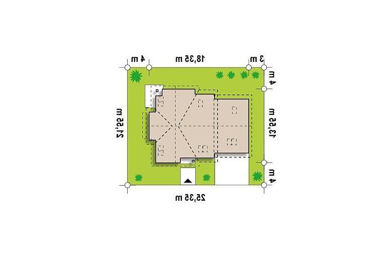 Projekt domu jednorodzinnego Z70 - Usytuowanie - wersja lustrzana